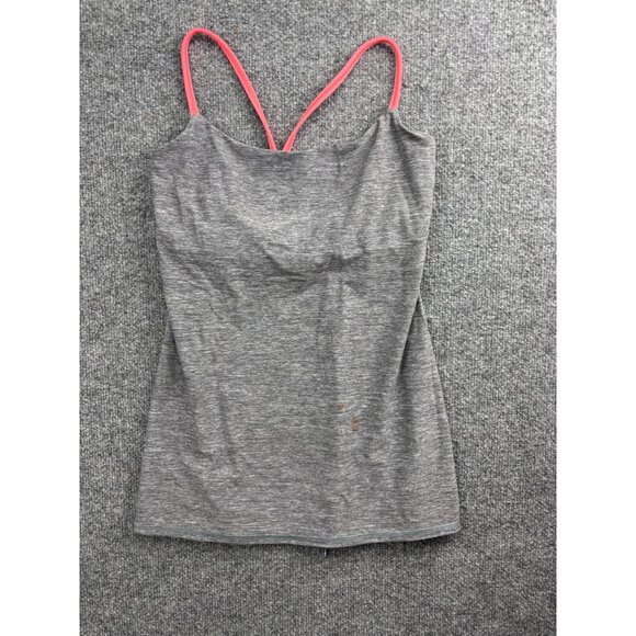Lululemon Dancing Warrior Tank Women's 8 Heathered Gray Pink Cross Straps Yoga - Picture 1 of 7